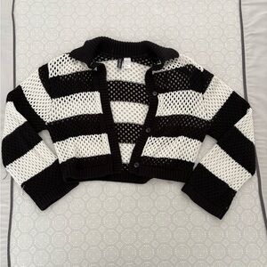 Black and White Striped Women's Sweater